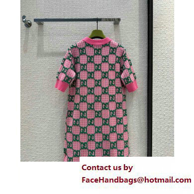 gucci Wool houndstooth GG dress pink 2023