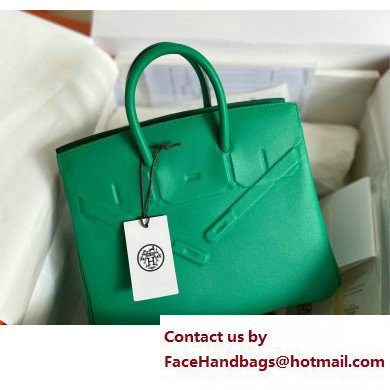 hermes birkin shadow 25/30 bag green in swift leather(handmade) - Click Image to Close