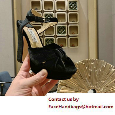 jimmy choo Heloise120 Black Velvet Platform Sandals 2023 - Click Image to Close