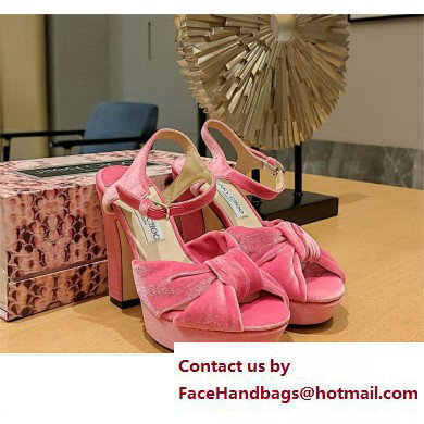 jimmy choo Heloise120 pink Velvet Platform Sandals 2023