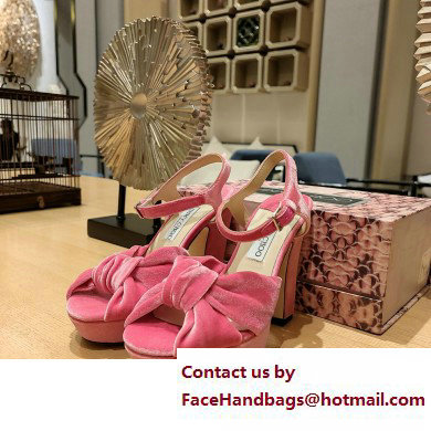 jimmy choo Heloise120 pink Velvet Platform Sandals 2023