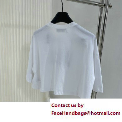 miu miu Embroidered cotton T-shirt white/crystal 2023