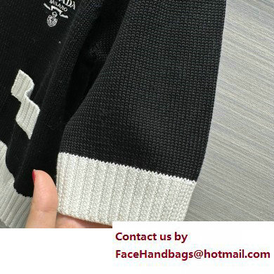 prada Cropped cotton cardigan black 2023
