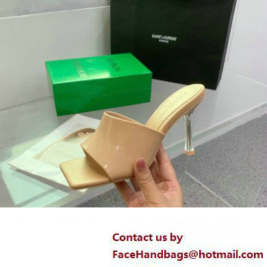 Bottega Veneta Heel Clear rubber Stretch Mules Patent Beige 2023