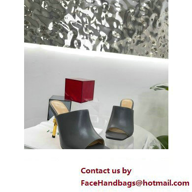 Bottega Veneta Heel Leather Knot Mules Gray 2023