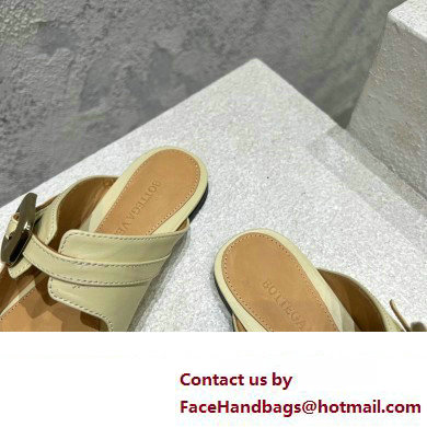 Bottega Veneta Leather Stretch Buckle Mules Sandals Flats Light Yellow 2023