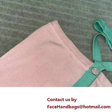 CHANEL PINK KNIT TOP WITH GREEN BELT 2023