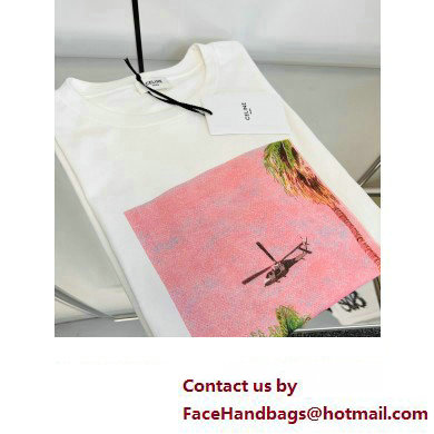 Celine loose ave 57 sky t-shirt in cotton jersey OFFWHITE / PINK / VERT 2023