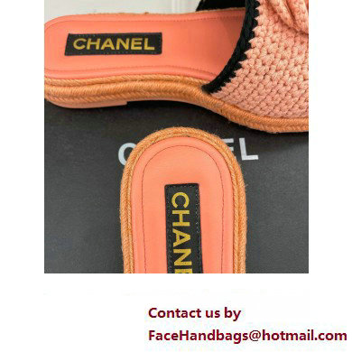 Chanel Braided Knit Camellia Mules Pink 2023