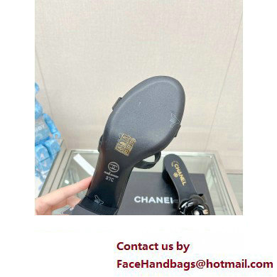 Chanel Heel 5.5cm Camellia and Pearl Mules Black 2023