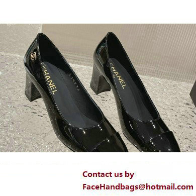 Chanel Heel 6.5cm Patent Calfskin Pumps G45053 Black 2023