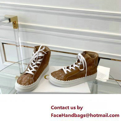 Chloe Lace Lauren high-top sneakers Brown 2023 - Click Image to Close
