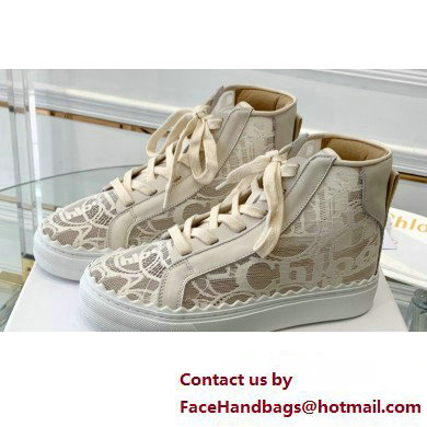 Chloe Lace Lauren high-top sneakers Creamy 2023 - Click Image to Close