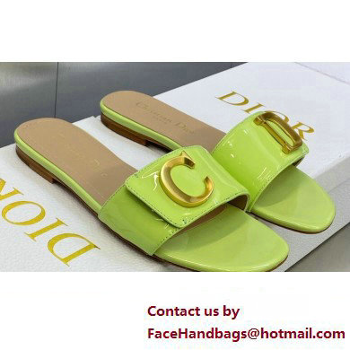 Dior C'est Flat Slides Patent Calfskin Green 2023