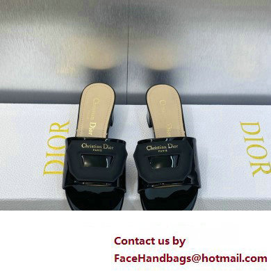 Dior Heel 3.5cm Day Slides in Patent Calfskin Black 2023