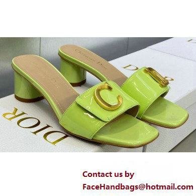 Dior Heel 4.5cm C'est Slides Patent Calfskin Green 2023