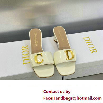 Dior Heel 4.5cm C'est Slides Patent Calfskin White 2023