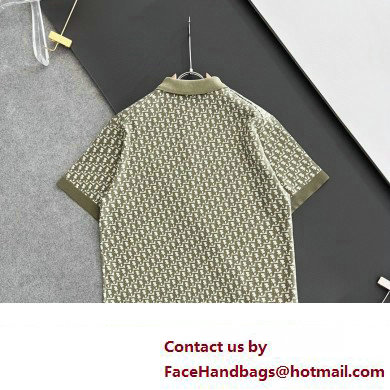 Dior MEN'S Khaki Cotton Jacquard Oblique Polo Shirt 2023