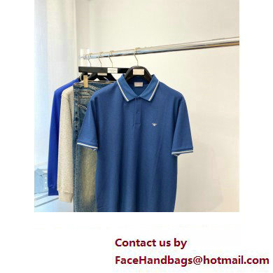 Dior MEN'S Polo Shirt with Bee Embroidery blue 2023 - Click Image to Close
