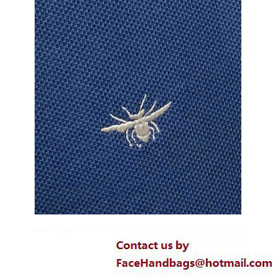 Dior MEN'S Polo Shirt with Bee Embroidery blue 2023 - Click Image to Close