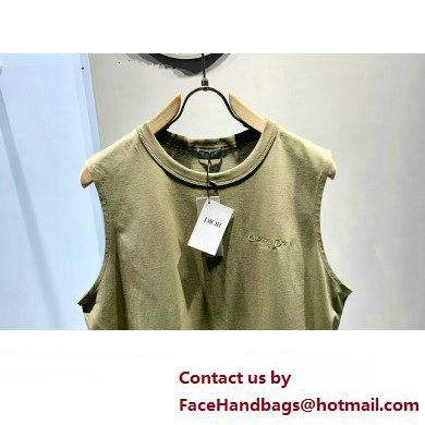Dior MEN'S Relaxed-Fit Couture Khaki Slub Cotton Jersey Sleeveless T-Shirt 2023 - Click Image to Close