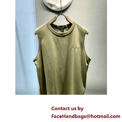Dior MEN'S Relaxed-Fit Couture Khaki Slub Cotton Jersey Sleeveless T-Shirt 2023 - Click Image to Close
