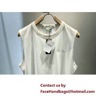 Dior MEN'S Relaxed-Fit Couture white Slub Cotton Jersey Sleeveless T-Shirt 2023 - Click Image to Close