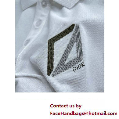 Dior men's CD Diamond Relaxed-Fit Polo Shirt WHITE 2023 - Click Image to Close