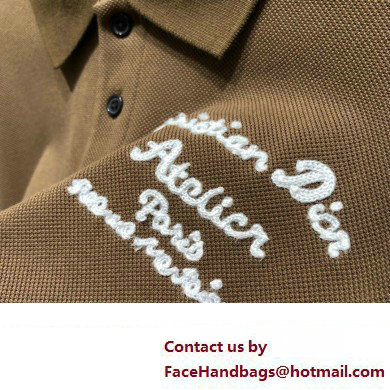 Dior men's Cotton Pique Atelier Polo Shirt Khaki 2023 - Click Image to Close