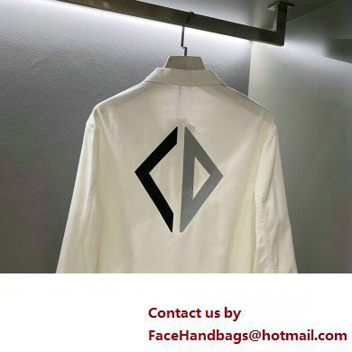 Dior men's White Cotton-Blend Twill CD Diamond Overshirt 2023