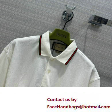 GUCCI Cotton piquet polo shirt with Web 717419 2023