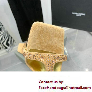 Giuseppe Zanotti Heel 8.5cm Tutankamon Crystal suede sandals Beige 2023