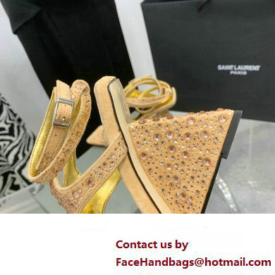 Giuseppe Zanotti Heel 8.5cm Tutankamon Crystal suede sandals Beige 2023 - Click Image to Close