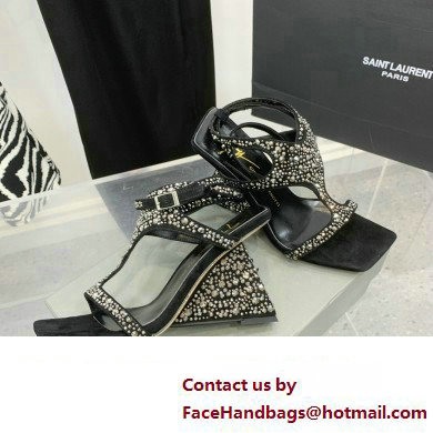 Giuseppe Zanotti Heel 8.5cm Tutankamon Crystal suede sandals Black 2023 - Click Image to Close