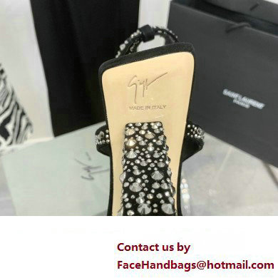 Giuseppe Zanotti Heel 8.5cm Tutankamon Crystal suede sandals Black 2023 - Click Image to Close