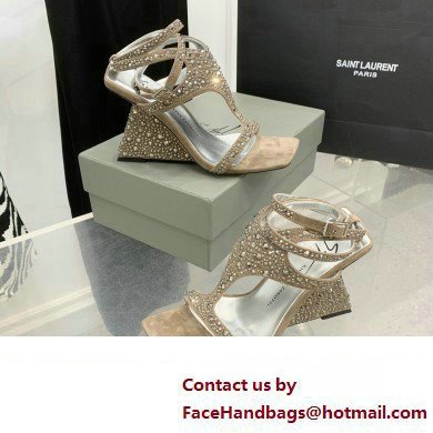 Giuseppe Zanotti Heel 8.5cm Tutankamon Crystal suede sandals Nude 2023 - Click Image to Close