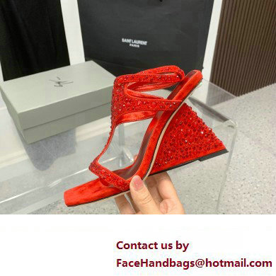 Giuseppe Zanotti Heel 8.5cm Tutankamon Crystal suede sandals Red 2023 - Click Image to Close