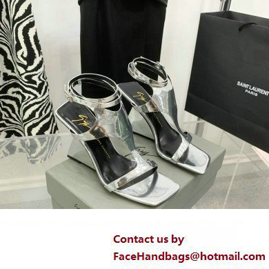 Giuseppe Zanotti Heel 8.5cm Tutankamon patent leather sandals Silver 2023 - Click Image to Close