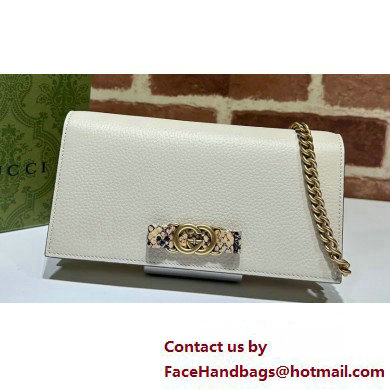 Gucci Chain wallet with Interlocking G python bow 746056 White 2023 - Click Image to Close
