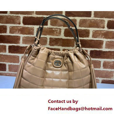 Gucci Deco medium tote bag 746210 in quilted Leather Beige 2023 - Click Image to Close