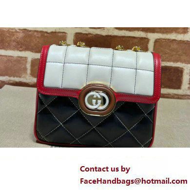 Gucci Deco mini shoulder bag 741457 in quilted Leather Black/White/Red 2023