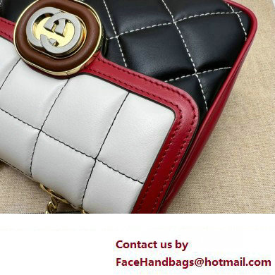 Gucci Deco mini shoulder bag 741457 in quilted Leather Black/White/Red 2023 - Click Image to Close