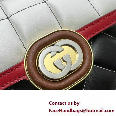 Gucci Deco mini shoulder bag 741457 in quilted Leather Black/White/Red 2023 - Click Image to Close