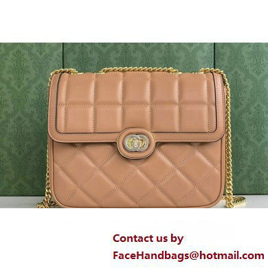 Gucci Deco small shoulder bag 740834 in quilted Leather Beige 2023