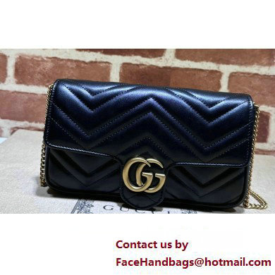 Gucci GG Marmont mini card case chain wallet 751526 Black 2023