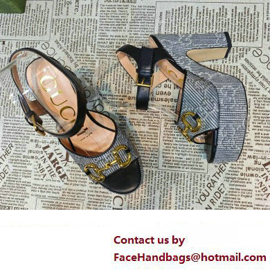 Gucci Heel 12cm Platform 3.5cm Horsebit sandals 745955 Black 2023