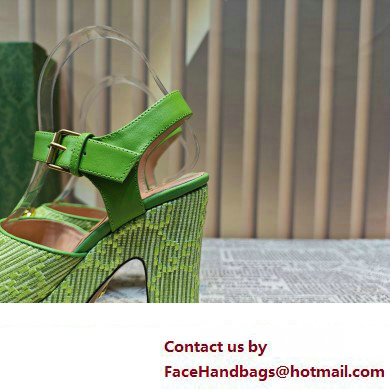 Gucci Heel 12cm Platform 3.5cm Horsebit sandals 745955 Green 2023