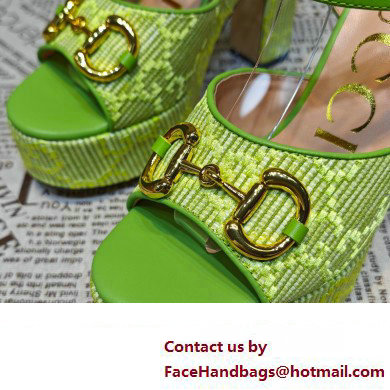 Gucci Heel 12cm Platform 3.5cm Horsebit sandals 745955 Green 2023