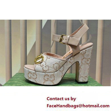 Gucci Heel 12cm Platform 3.5cm Horsebit sandals 745955 Nude 2023 Gucci Heel 12cm Platform 3.5cm Horsebit sandals 745955 Nude 2023