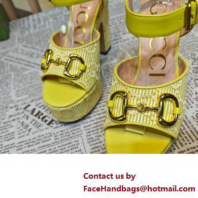 Gucci Heel 12cm Platform 3.5cm Horsebit sandals 745955 Yellow 2023